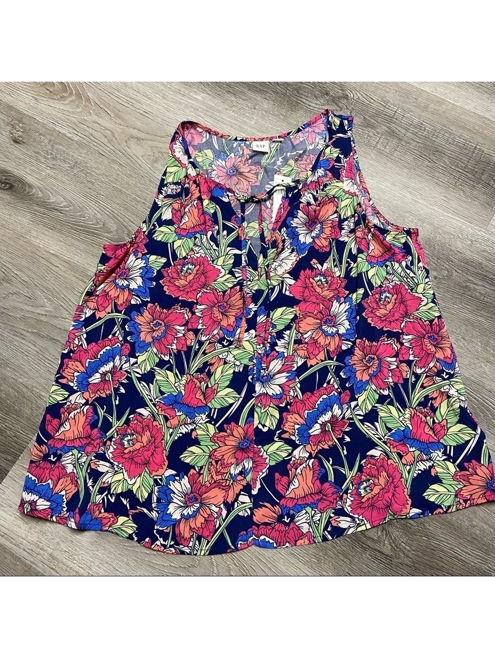 Gap Floral Tie Front Sleeveless Top Size Medium NEW
